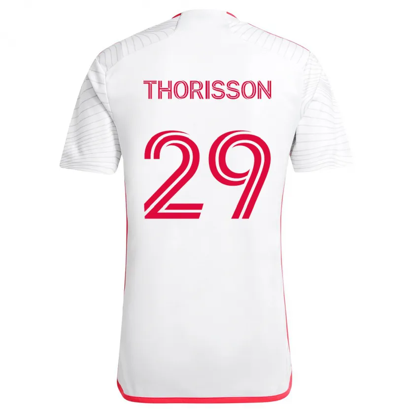 Danxen Enfant Maillot Nökkvi Thórisson #29 Blanc Rouge Tenues Extérieur 2024/25 T-Shirt