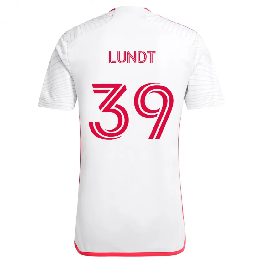 Danxen Enfant Maillot Ben Lundt #39 Blanc Rouge Tenues Extérieur 2024/25 T-Shirt