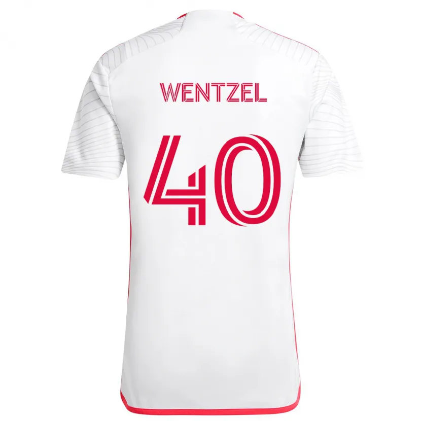 Danxen Enfant Maillot Michael Wentzel #40 Blanc Rouge Tenues Extérieur 2024/25 T-Shirt