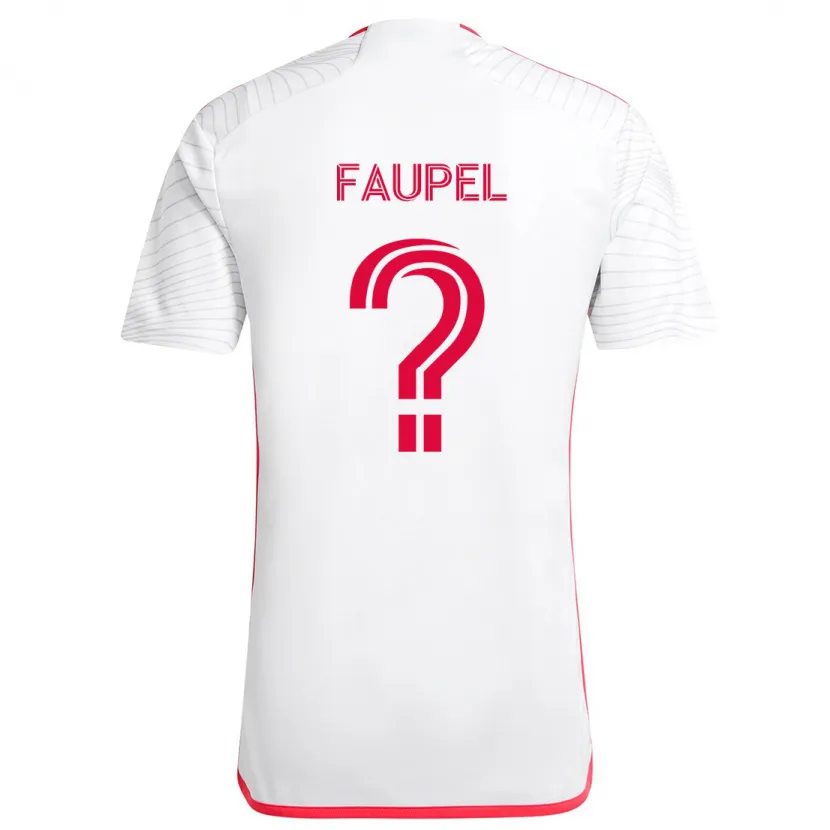 Danxen Enfant Maillot Anthony Faupel #0 Blanc Rouge Tenues Extérieur 2024/25 T-Shirt