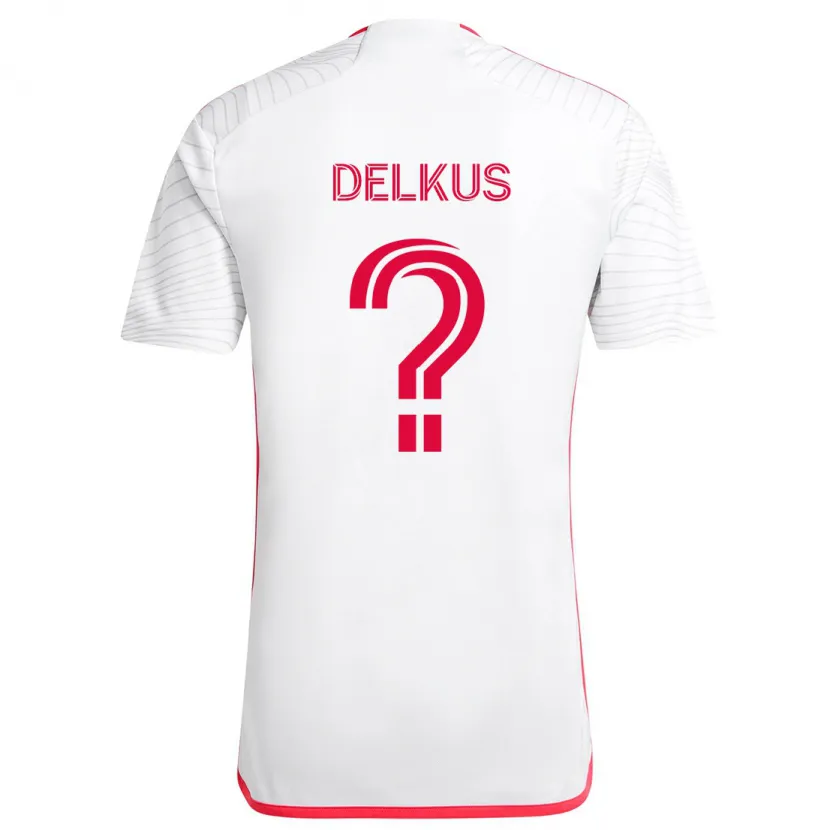 Danxen Enfant Maillot Jackson Delkus #0 Blanc Rouge Tenues Extérieur 2024/25 T-Shirt