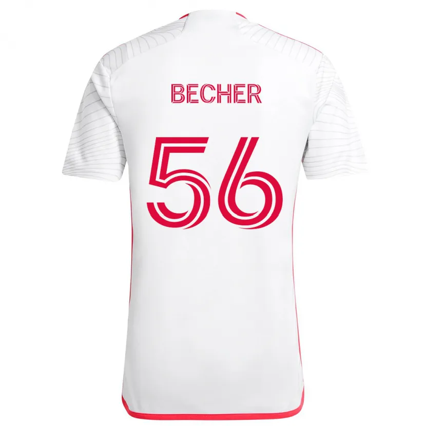 Danxen Enfant Maillot Ryan Becher #56 Blanc Rouge Tenues Extérieur 2024/25 T-Shirt