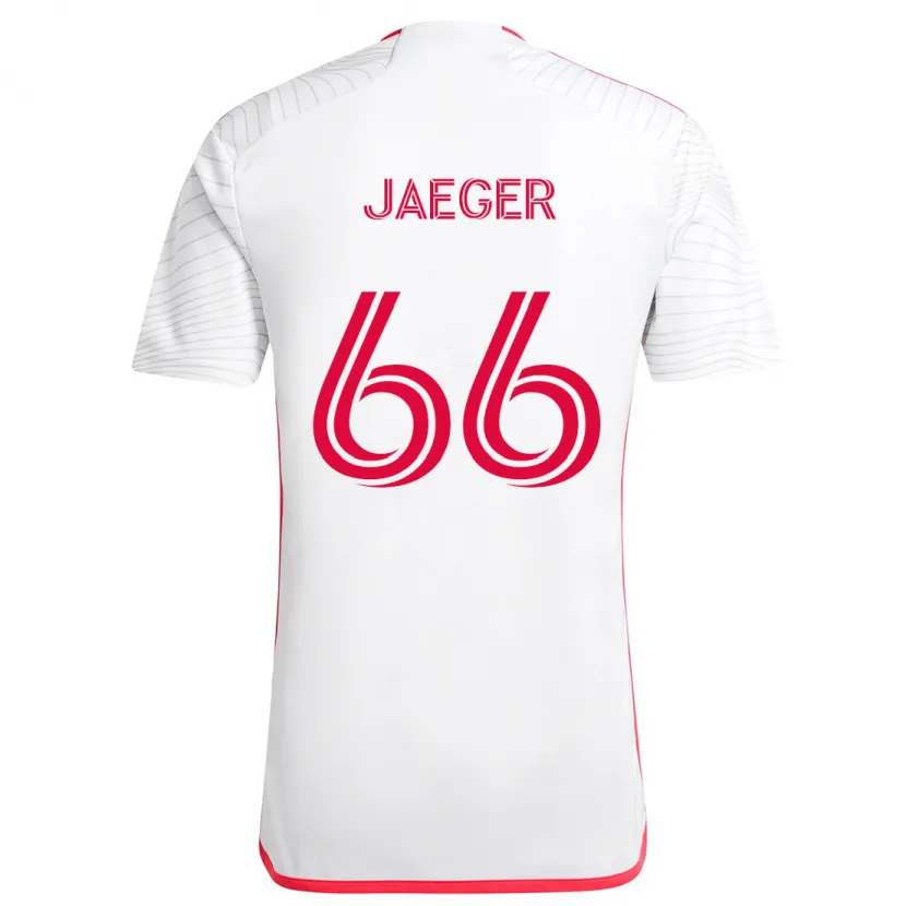 Danxen Enfant Maillot Kai Jaeger #66 Blanc Rouge Tenues Extérieur 2024/25 T-Shirt