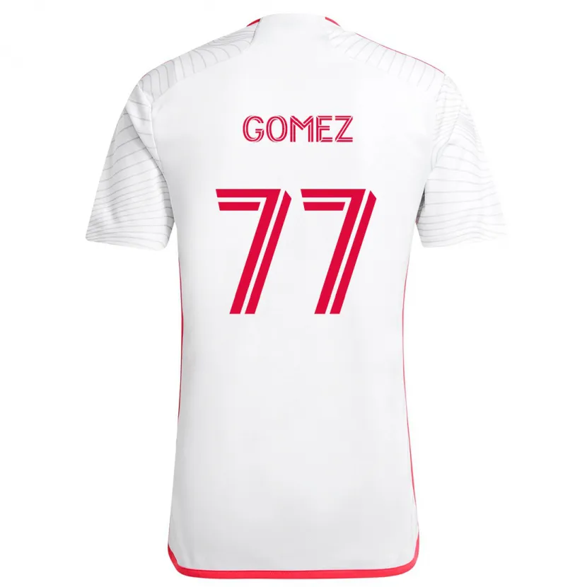 Danxen Enfant Maillot Sam Gomez #77 Blanc Rouge Tenues Extérieur 2024/25 T-Shirt