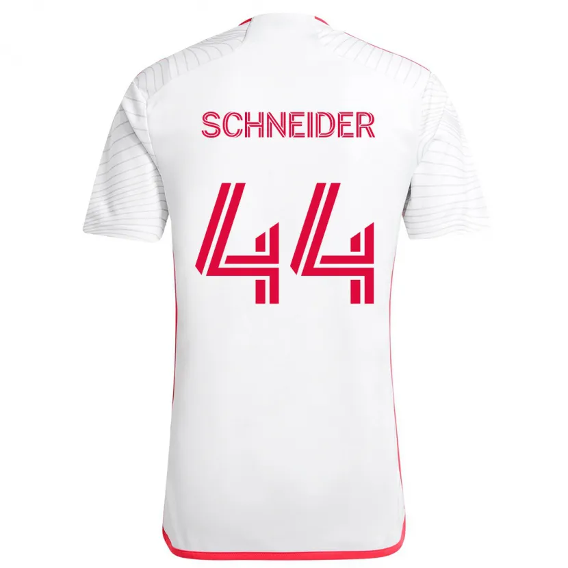 Danxen Enfant Maillot Max Schneider #44 Blanc Rouge Tenues Extérieur 2024/25 T-Shirt