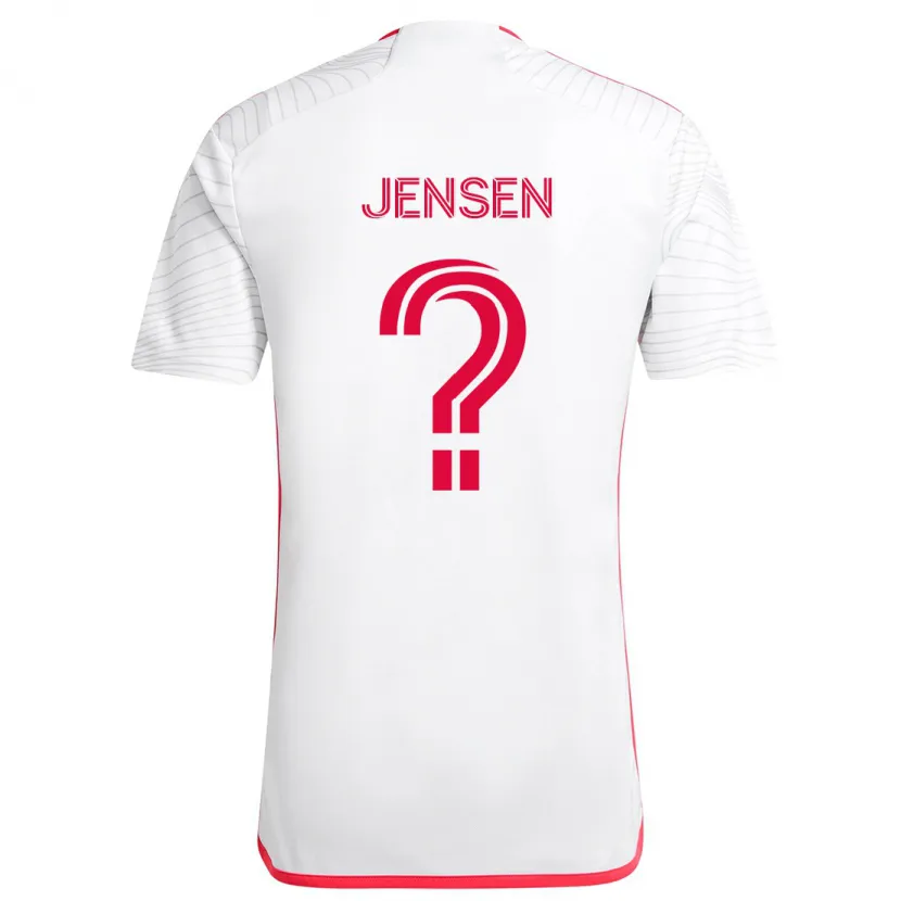 Danxen Enfant Maillot Isak Jensen #0 Blanc Rouge Tenues Extérieur 2024/25 T-Shirt