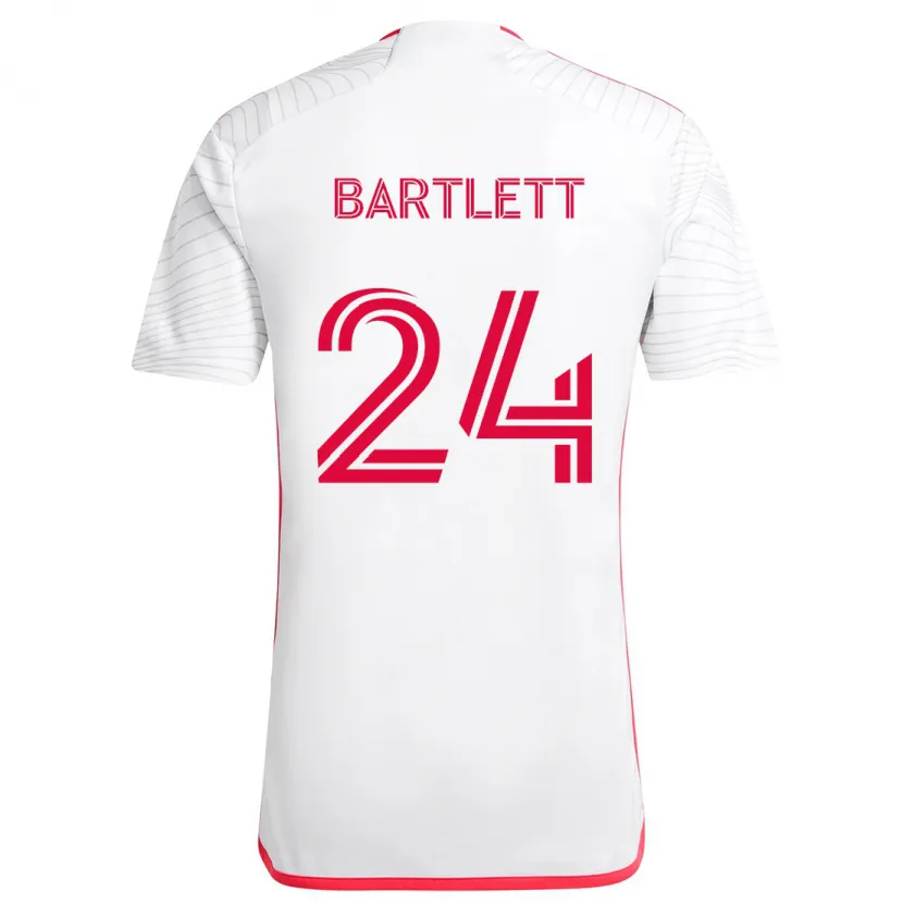 Danxen Enfant Maillot Lucas Bartlett #24 Blanc Rouge Tenues Extérieur 2024/25 T-Shirt