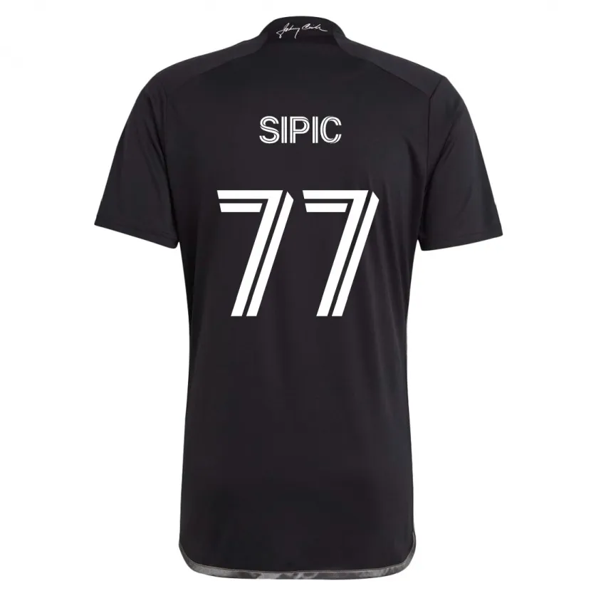 Danxen Enfant Maillot Adem Sipić #77 Noir Tenues Extérieur 2024/25 T-Shirt