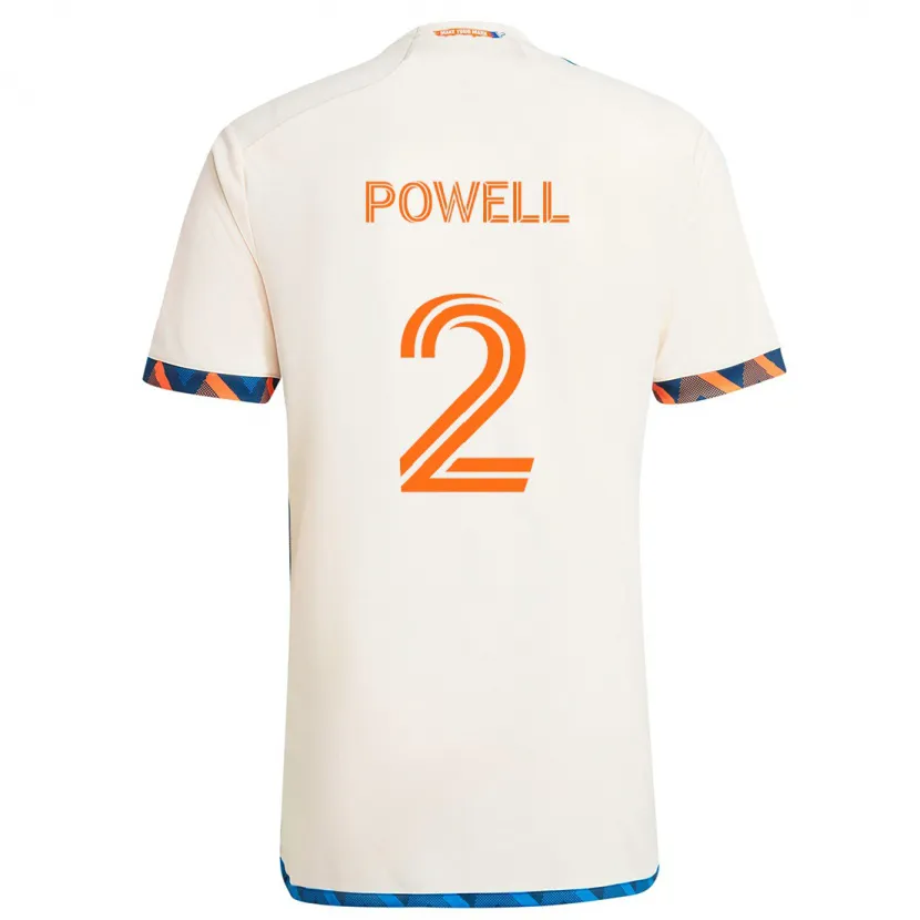 Danxen Enfant Maillot Alvas Powell #2 Blanc Orange Tenues Extérieur 2024/25 T-Shirt