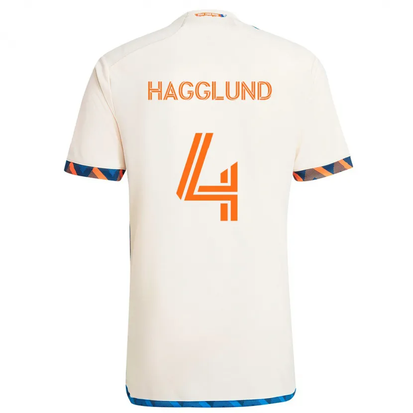 Danxen Enfant Maillot Nick Hagglund #4 Blanc Orange Tenues Extérieur 2024/25 T-Shirt