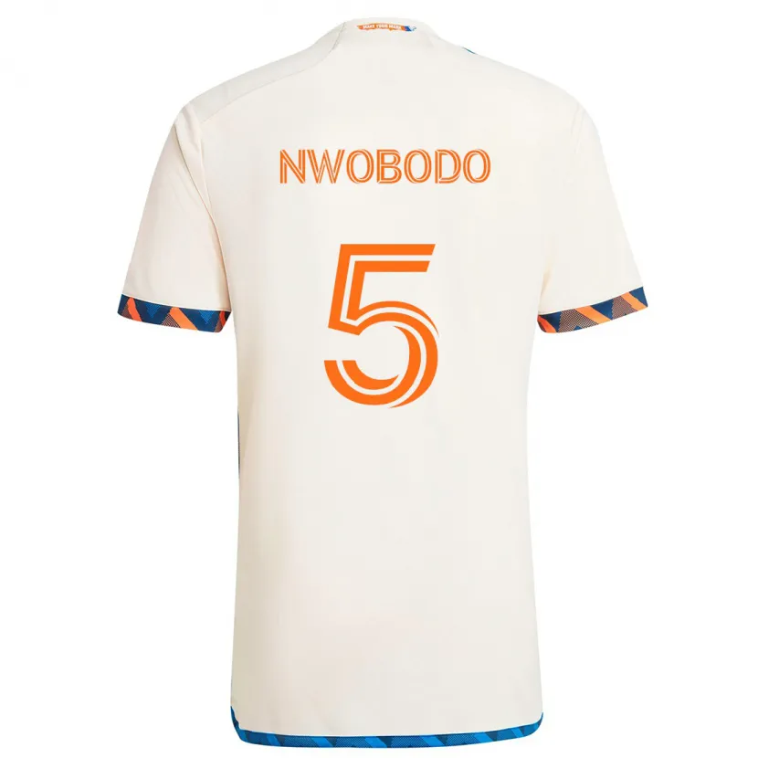 Danxen Enfant Maillot Obinna Nwobodo #5 Blanc Orange Tenues Extérieur 2024/25 T-Shirt