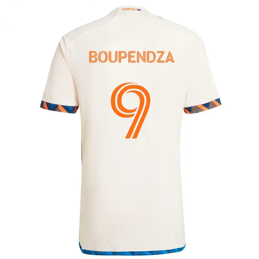 Danxen Enfant Maillot Aaron Boupendza #9 Blanc Orange Tenues Extérieur 2024/25 T-Shirt