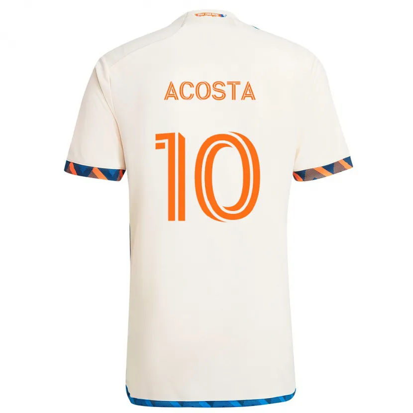 Danxen Enfant Maillot Luciano Acosta #10 Blanc Orange Tenues Extérieur 2024/25 T-Shirt