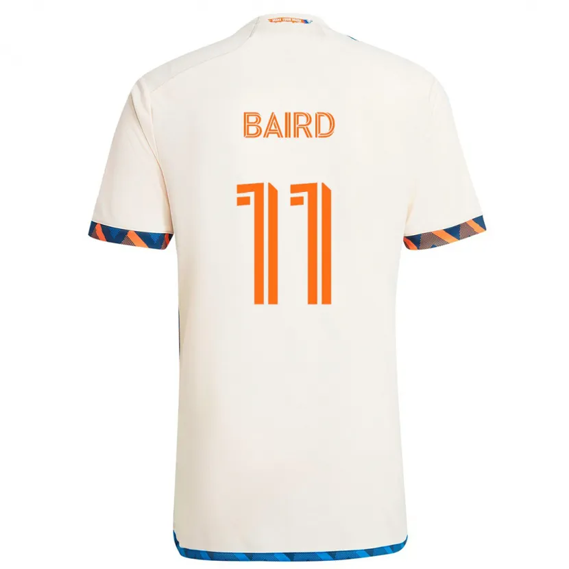 Danxen Enfant Maillot Corey Baird #11 Blanc Orange Tenues Extérieur 2024/25 T-Shirt