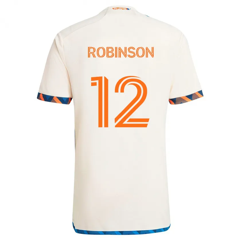 Danxen Enfant Maillot Miles Robinson #12 Blanc Orange Tenues Extérieur 2024/25 T-Shirt