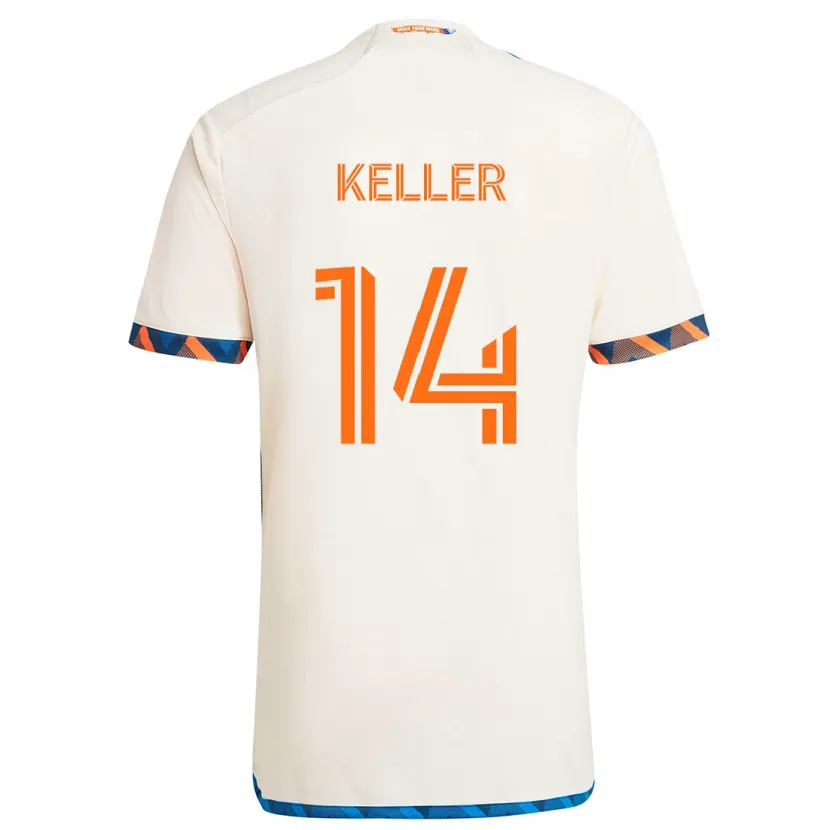 Danxen Enfant Maillot Kipp Keller #14 Blanc Orange Tenues Extérieur 2024/25 T-Shirt