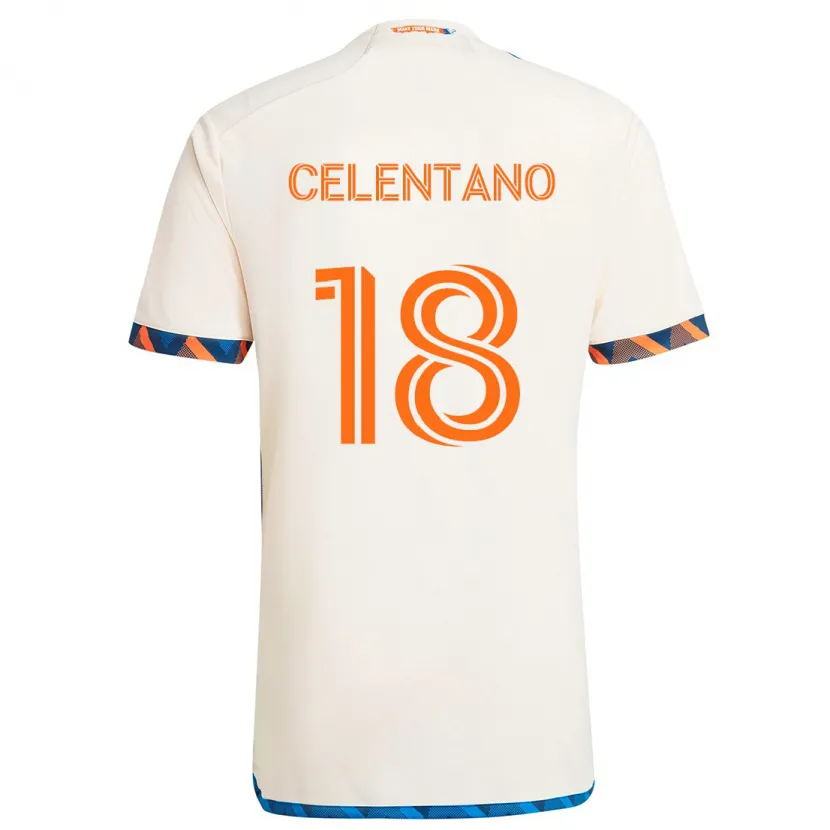 Danxen Enfant Maillot Roman Celentano #18 Blanc Orange Tenues Extérieur 2024/25 T-Shirt