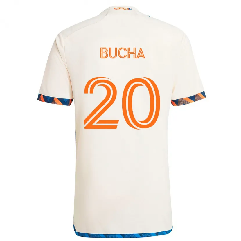 Danxen Enfant Maillot Pavel Bucha #20 Blanc Orange Tenues Extérieur 2024/25 T-Shirt