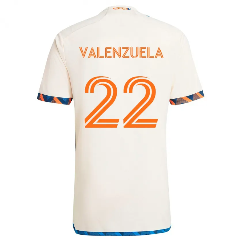 Danxen Enfant Maillot Gerardo Valenzuela #22 Blanc Orange Tenues Extérieur 2024/25 T-Shirt