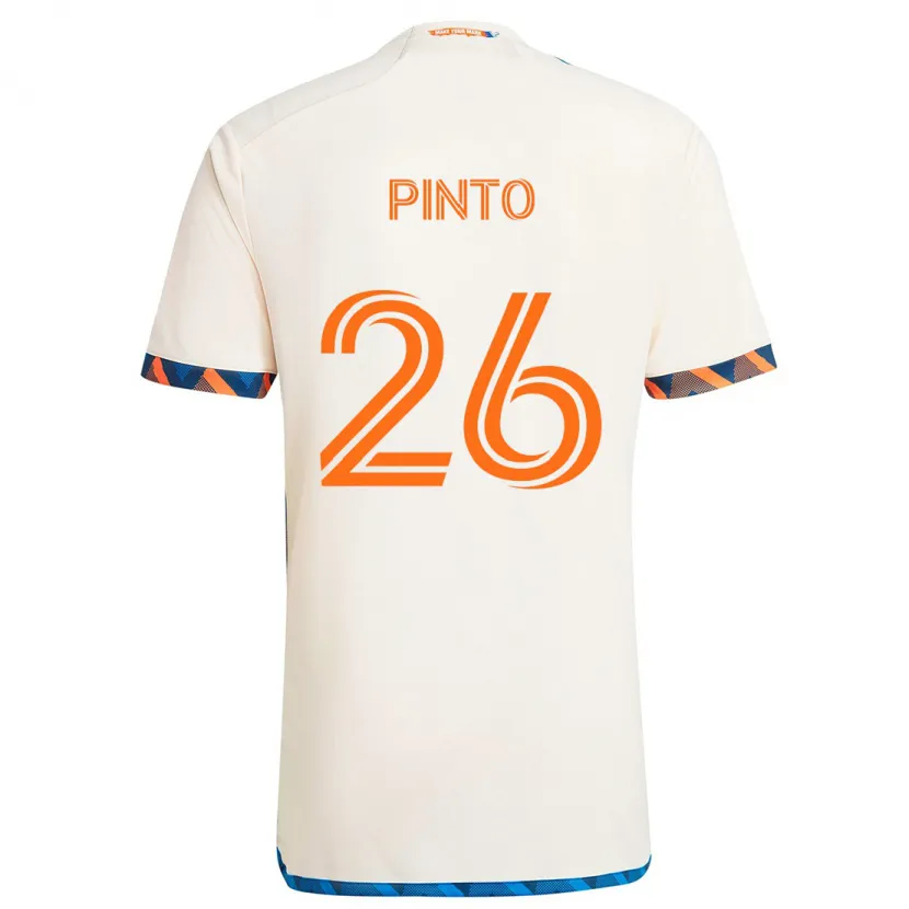 Danxen Enfant Maillot Malik Pinto #26 Blanc Orange Tenues Extérieur 2024/25 T-Shirt