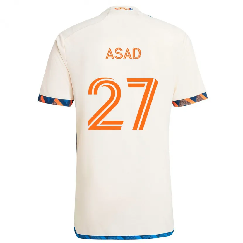 Danxen Enfant Maillot Yamil Asad #27 Blanc Orange Tenues Extérieur 2024/25 T-Shirt