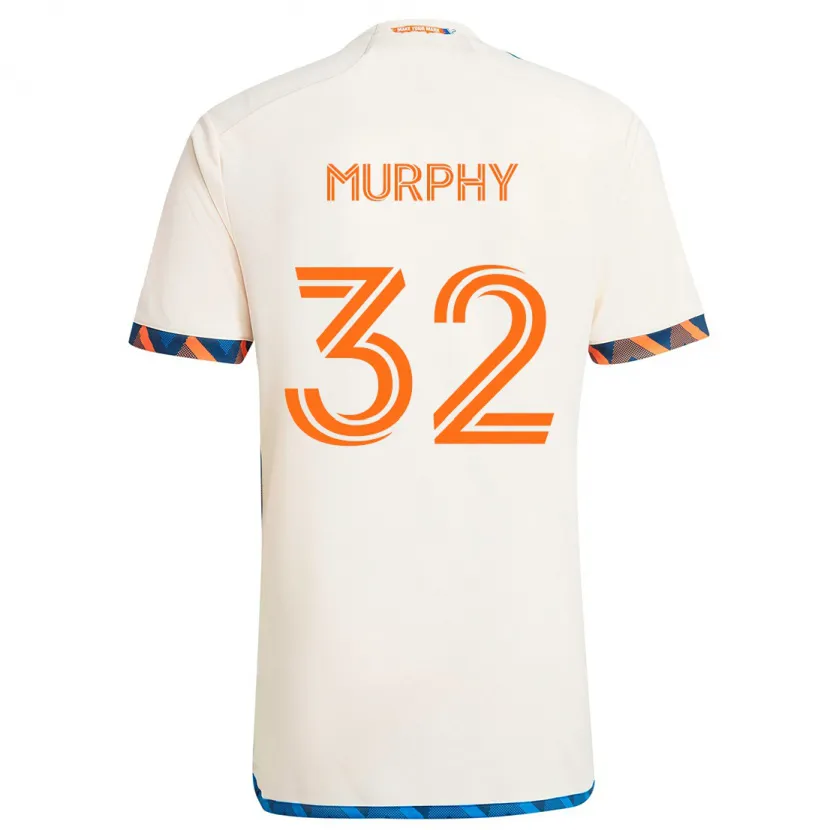 Danxen Enfant Maillot Ian Murphy #32 Blanc Orange Tenues Extérieur 2024/25 T-Shirt