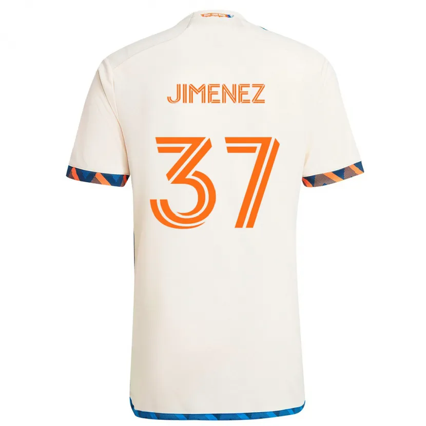 Danxen Enfant Maillot Stiven Jimenez #37 Blanc Orange Tenues Extérieur 2024/25 T-Shirt