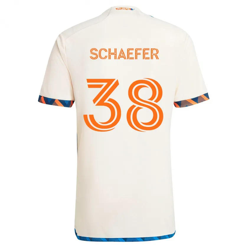 Danxen Enfant Maillot Brian Schaefer #38 Blanc Orange Tenues Extérieur 2024/25 T-Shirt