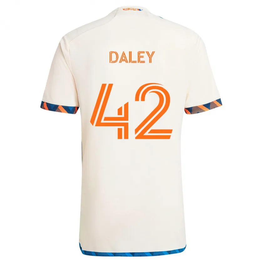 Danxen Enfant Maillot Amir Daley #42 Blanc Orange Tenues Extérieur 2024/25 T-Shirt