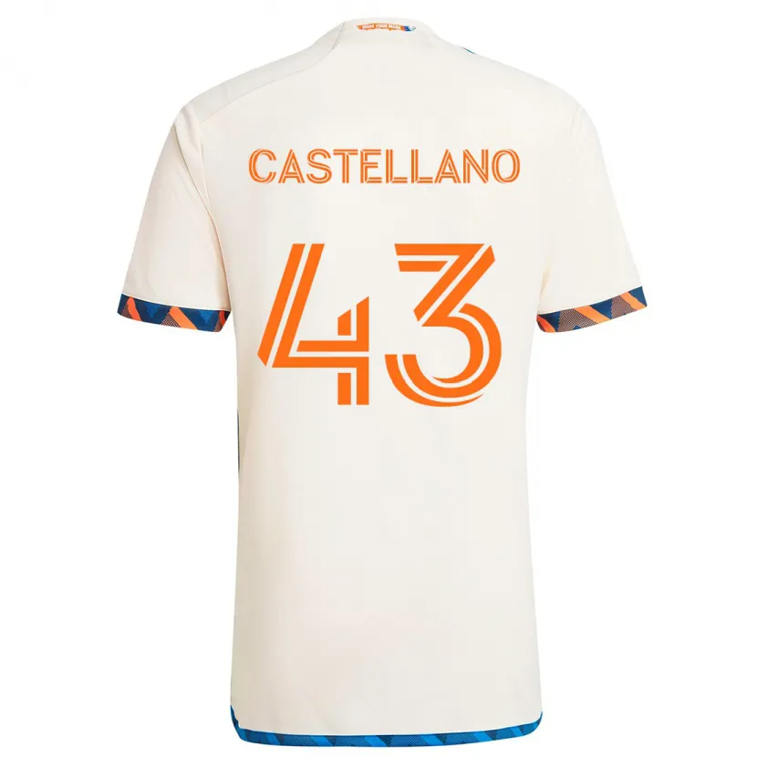 Danxen Enfant Maillot Jesús Castellano #43 Blanc Orange Tenues Extérieur 2024/25 T-Shirt