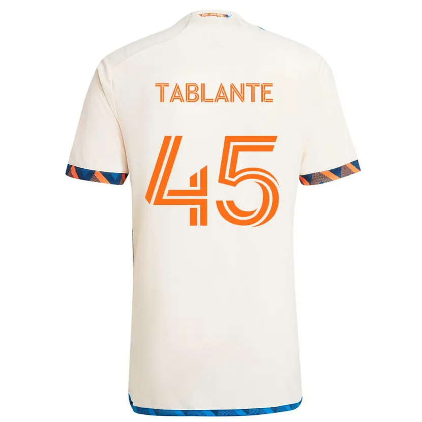 Danxen Enfant Maillot Moises Tablante #45 Blanc Orange Tenues Extérieur 2024/25 T-Shirt