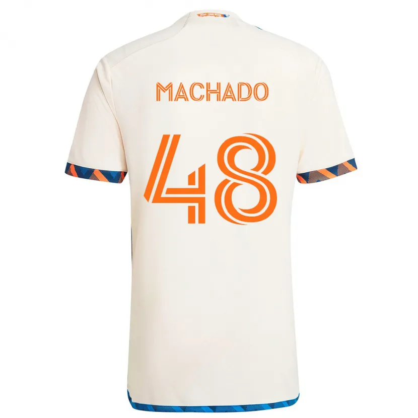 Danxen Enfant Maillot Juan Machado #48 Blanc Orange Tenues Extérieur 2024/25 T-Shirt