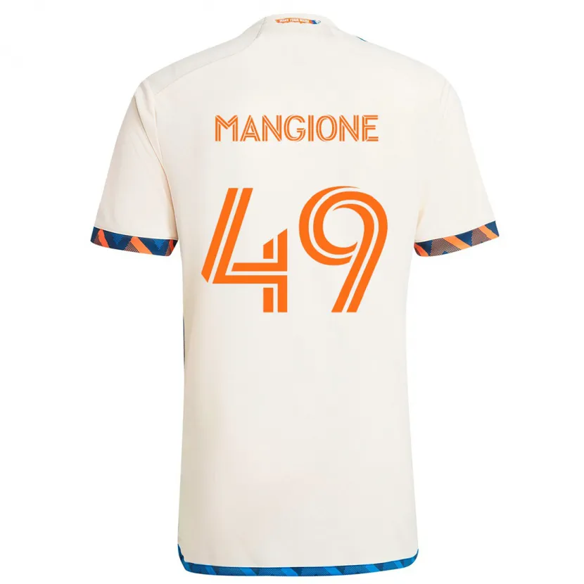 Danxen Enfant Maillot Peter Mangione #49 Blanc Orange Tenues Extérieur 2024/25 T-Shirt