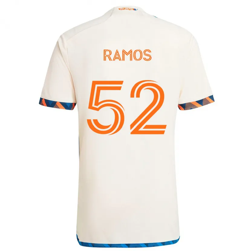 Danxen Enfant Maillot Yair Ramos #52 Blanc Orange Tenues Extérieur 2024/25 T-Shirt