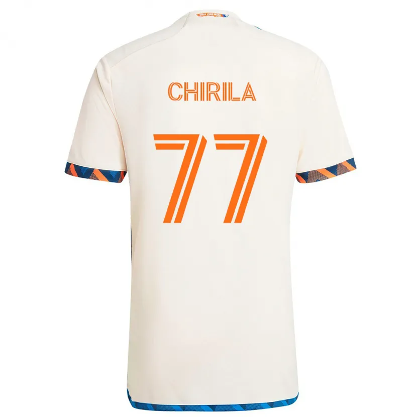 Danxen Enfant Maillot Stefan Chirila #77 Blanc Orange Tenues Extérieur 2024/25 T-Shirt