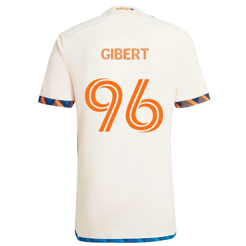 Danxen Enfant Maillot Gaël Gibert #96 Blanc Orange Tenues Extérieur 2024/25 T-Shirt