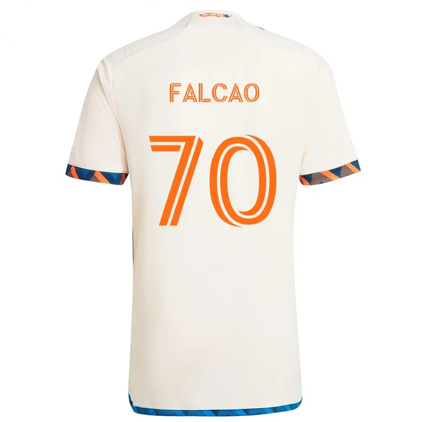 Danxen Enfant Maillot Kiano Falcao #70 Blanc Orange Tenues Extérieur 2024/25 T-Shirt