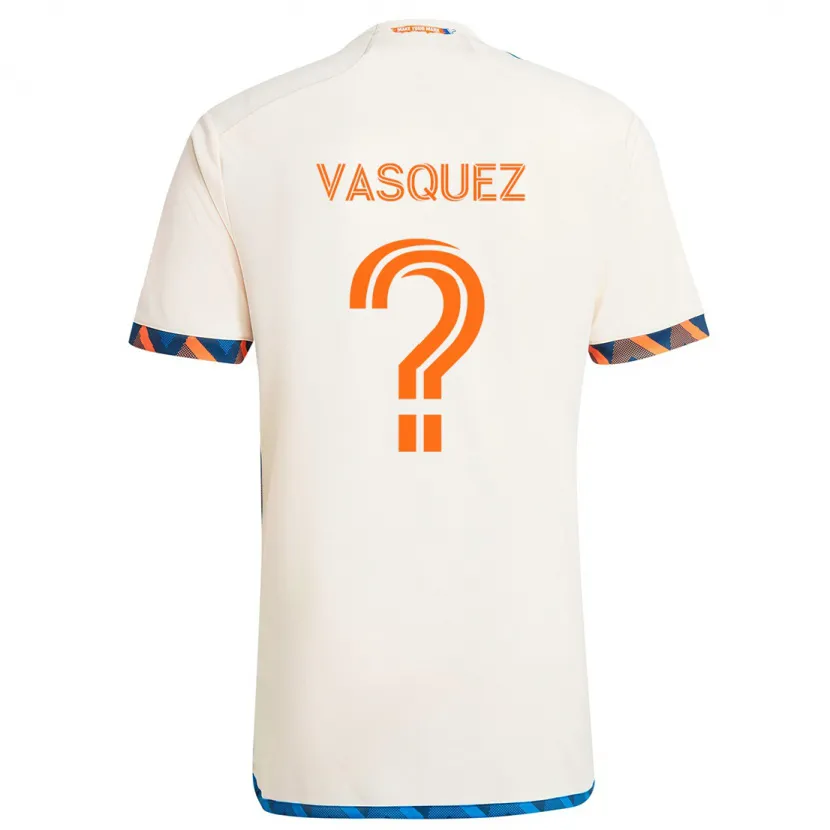 Danxen Enfant Maillot Bryan Vásquez #0 Blanc Orange Tenues Extérieur 2024/25 T-Shirt