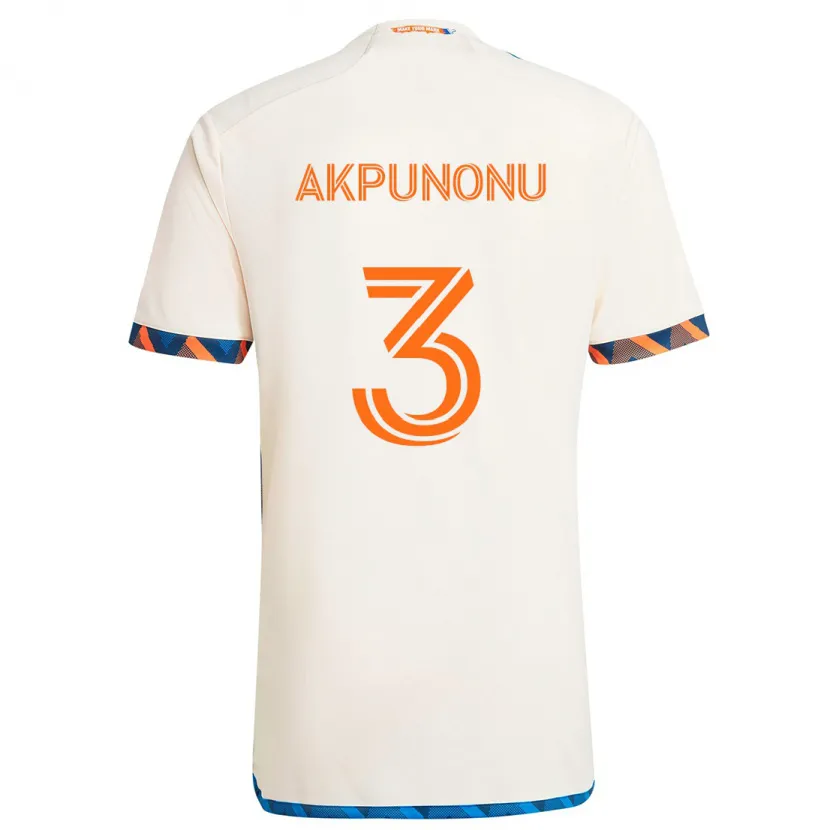 Danxen Enfant Maillot Joey Akpunonu #3 Blanc Orange Tenues Extérieur 2024/25 T-Shirt