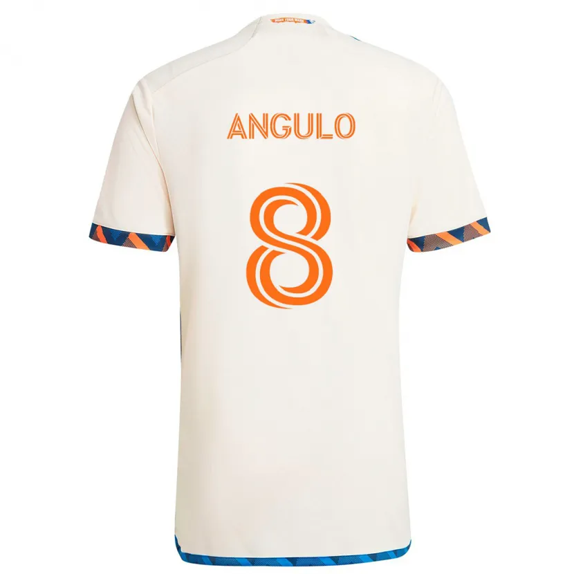 Danxen Enfant Maillot Marco Angulo #8 Blanc Orange Tenues Extérieur 2024/25 T-Shirt