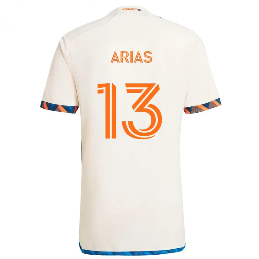 Danxen Enfant Maillot Santiago Arias #13 Blanc Orange Tenues Extérieur 2024/25 T-Shirt