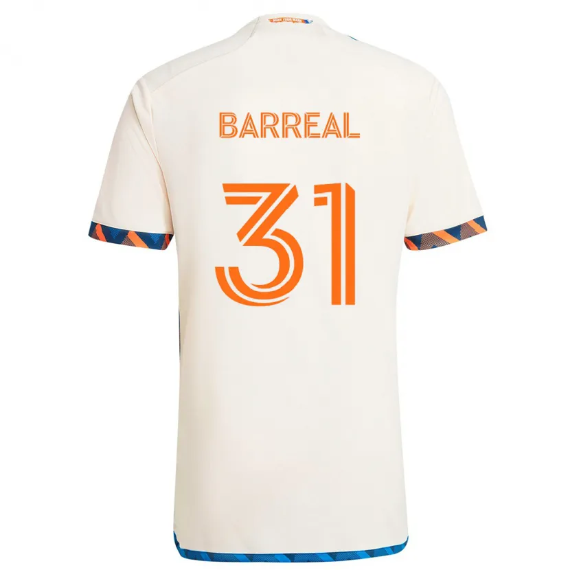 Danxen Enfant Maillot Álvaro Barreal #31 Blanc Orange Tenues Extérieur 2024/25 T-Shirt