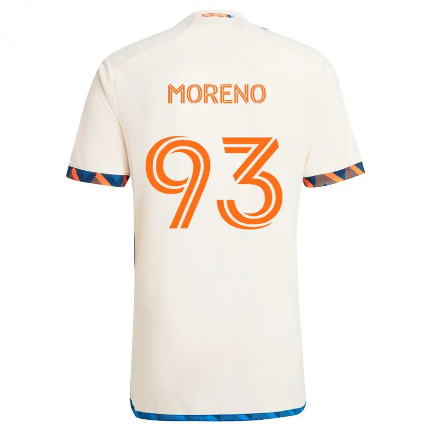 Danxen Enfant Maillot Júnior Moreno #93 Blanc Orange Tenues Extérieur 2024/25 T-Shirt