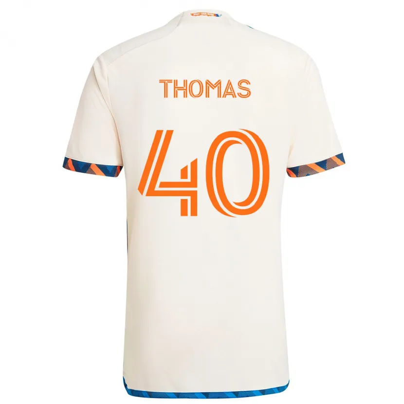 Danxen Enfant Maillot Kai Thomas #40 Blanc Orange Tenues Extérieur 2024/25 T-Shirt