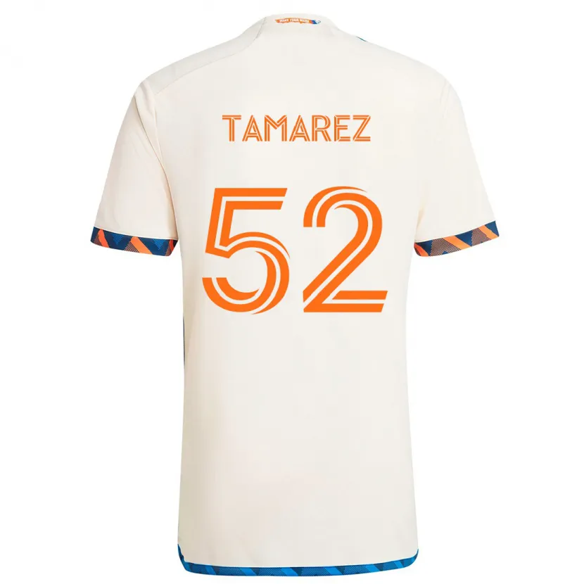 Danxen Enfant Maillot Lucas Tamarez #52 Blanc Orange Tenues Extérieur 2024/25 T-Shirt