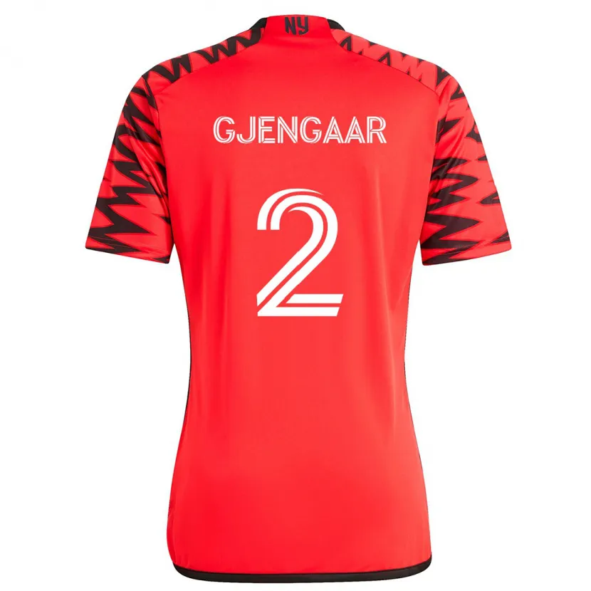 Danxen Enfant Maillot Dennis Gjengaar #2 Rouge Noir Blanc Tenues Extérieur 2024/25 T-Shirt