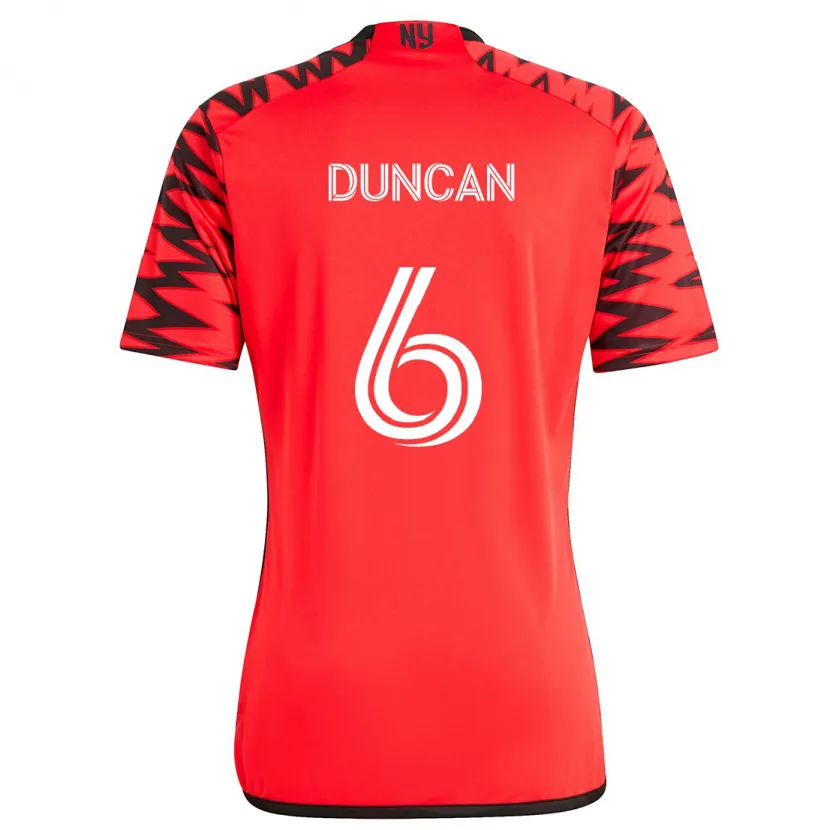 Danxen Enfant Maillot Kyle Duncan #6 Rouge Noir Blanc Tenues Extérieur 2024/25 T-Shirt