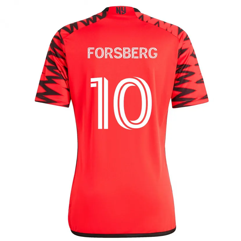 Danxen Enfant Maillot Emil Forsberg #10 Rouge Noir Blanc Tenues Extérieur 2024/25 T-Shirt