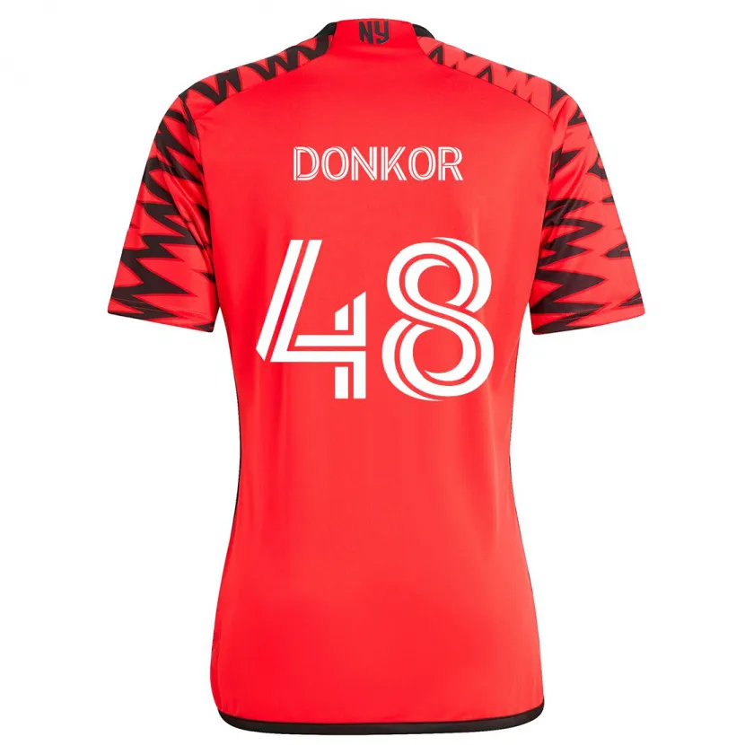 Danxen Enfant Maillot Ronald Donkor #48 Rouge Noir Blanc Tenues Extérieur 2024/25 T-Shirt