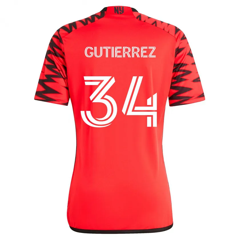 Danxen Enfant Maillot Juan Gutiérrez #34 Rouge Noir Blanc Tenues Extérieur 2024/25 T-Shirt